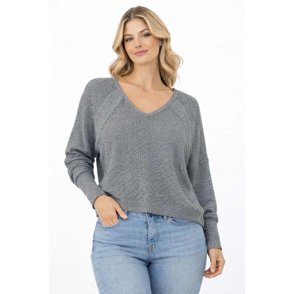 WE THE FREE by Free People Santa Clara Thermal Long Sleeve V Neck Top XS